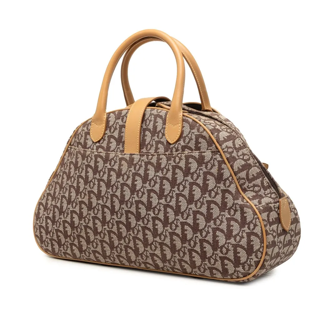Dior Diorissimo Canvas Double Saddle Bowler Bag Brown Very good - Back View