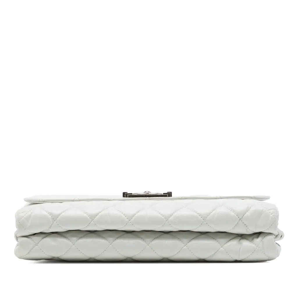 Chanel Quilted Glazed Calfskin Soft Boy Flap White Leather Very good - Inside View