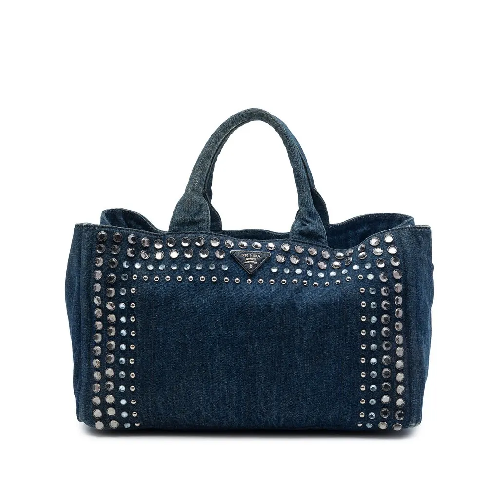 Prada كبيرة دينيم Canapa Bijoux حقيبة ساتشيل