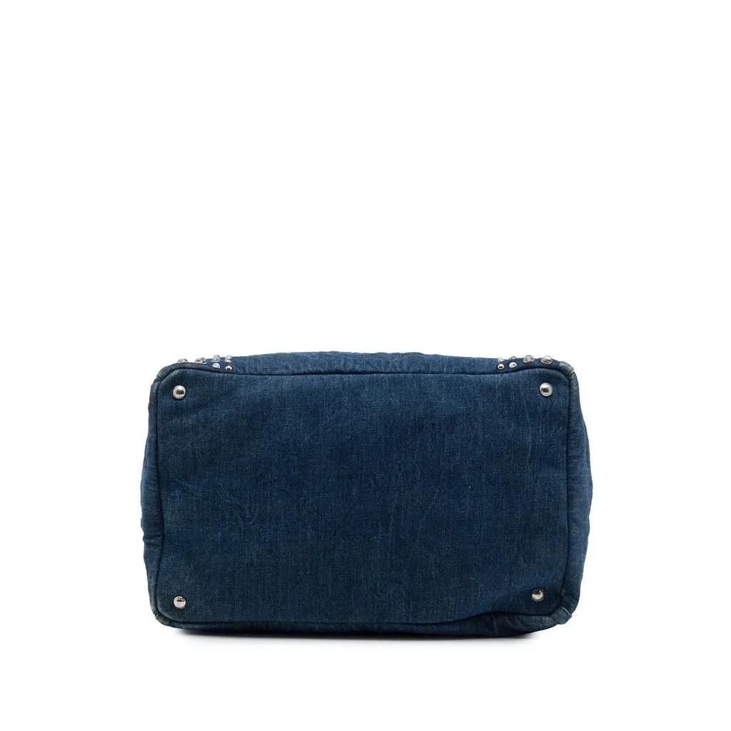 Prada Large Denim Canapa Bijoux Satchel Blue Denim Very good - Inside View