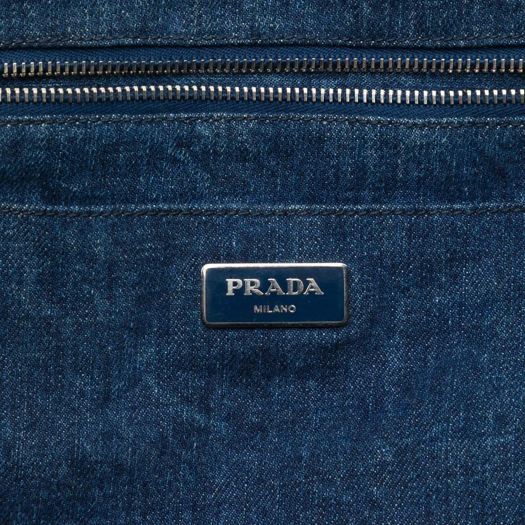 Prada Large Denim Canapa Bijoux Satchel Blue Denim Very good - Box View