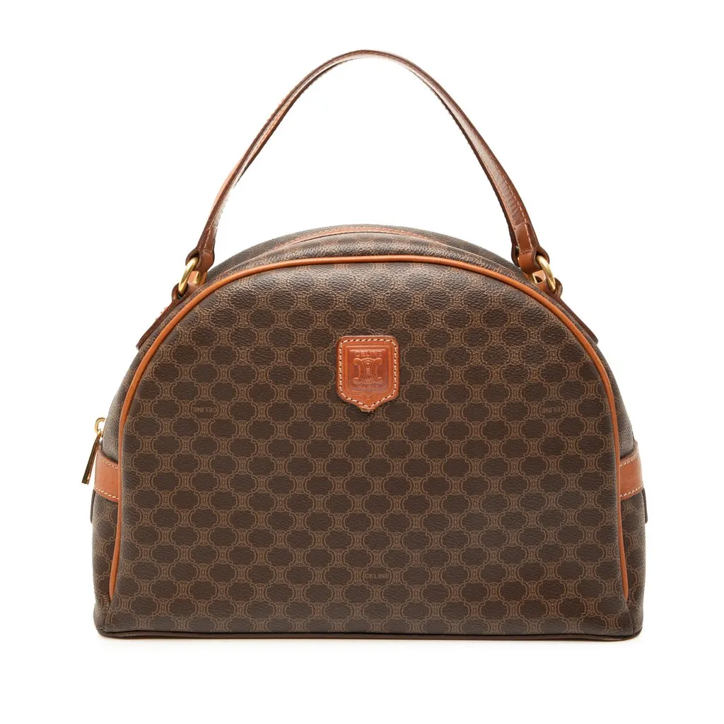 Celine Macadam Coated Canvas Dome Handbag Brown Good - Front View