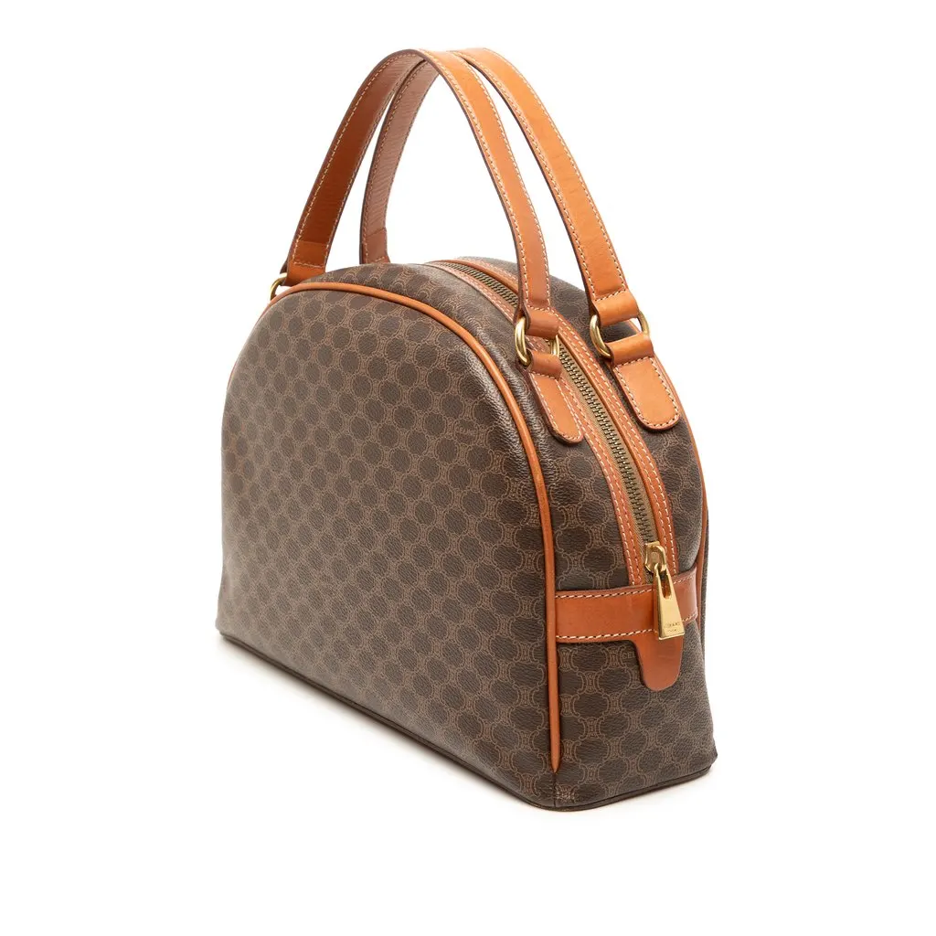 Celine Macadam Coated Canvas Dome Handbag Brown Good - Back View
