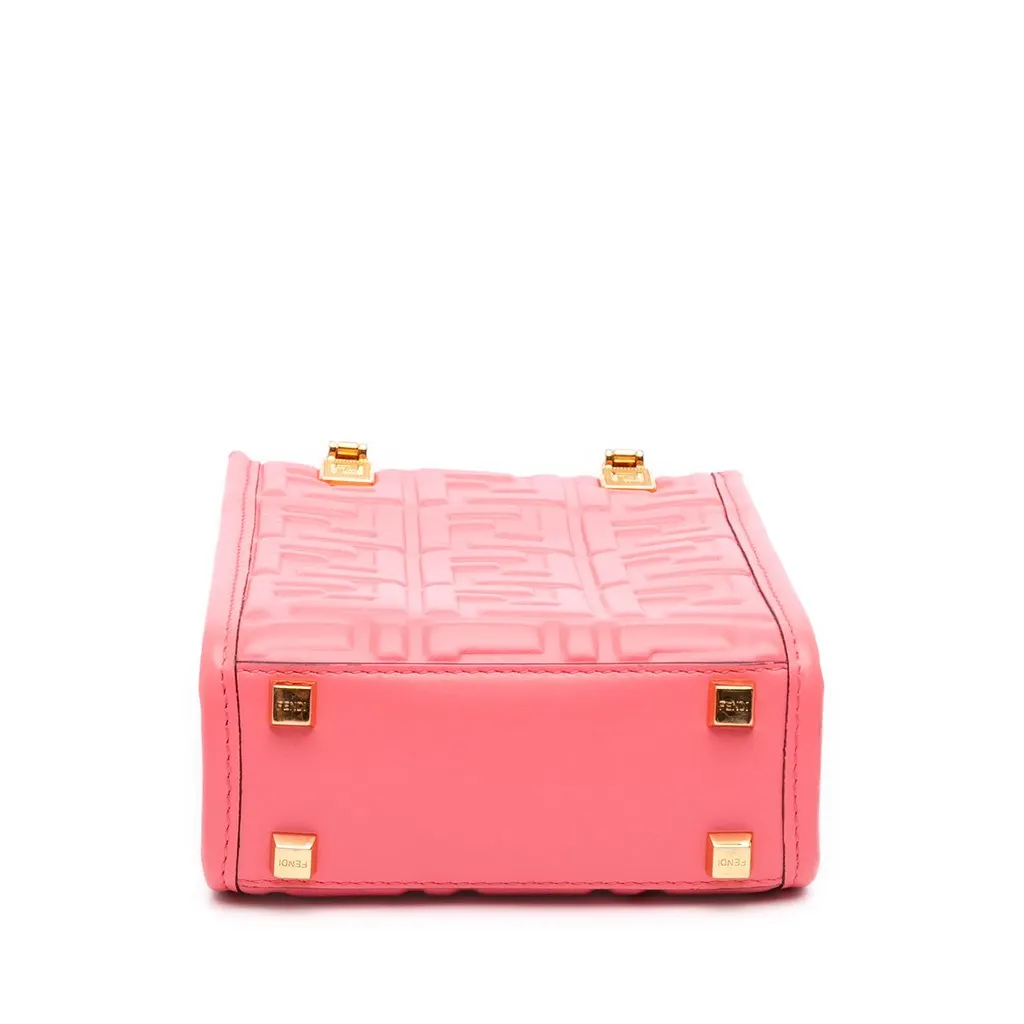 Fendi Mini Zucca Embossed Leather Sunshine Shopper Tote Pink Leather Very good - Inside View