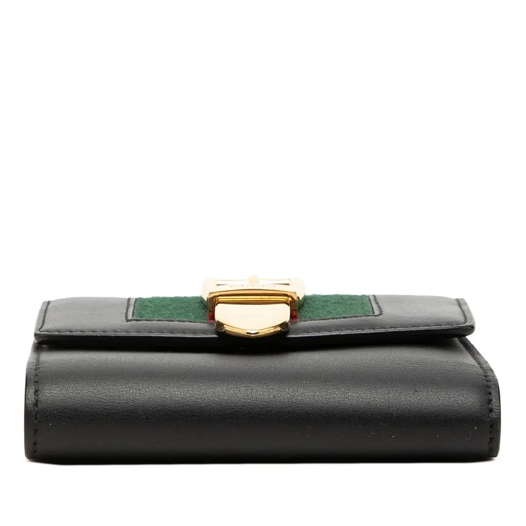 Gucci Calfskin Web Sylvie Trifold Small Wallet Black Leather Very good - Inside View