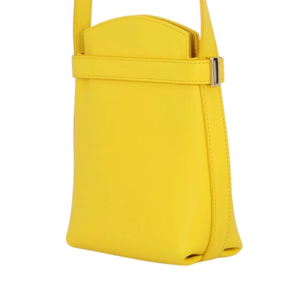 Salvatore Ferragamo Leather Gancini Hug Phone Holder Crossbody Yellow Leather Very good - Back View