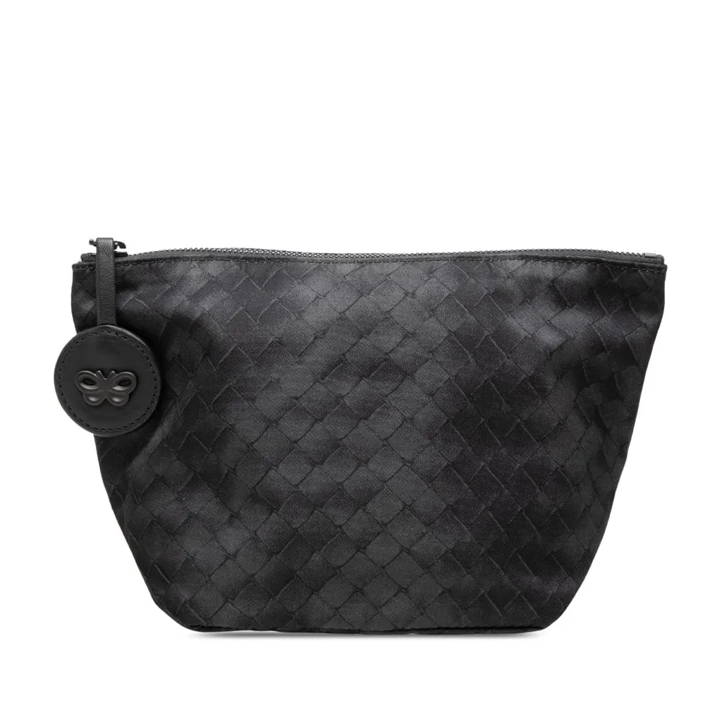 Bottega Veneta Nylon Intrecciomirage Pouch Black Very good - Front View