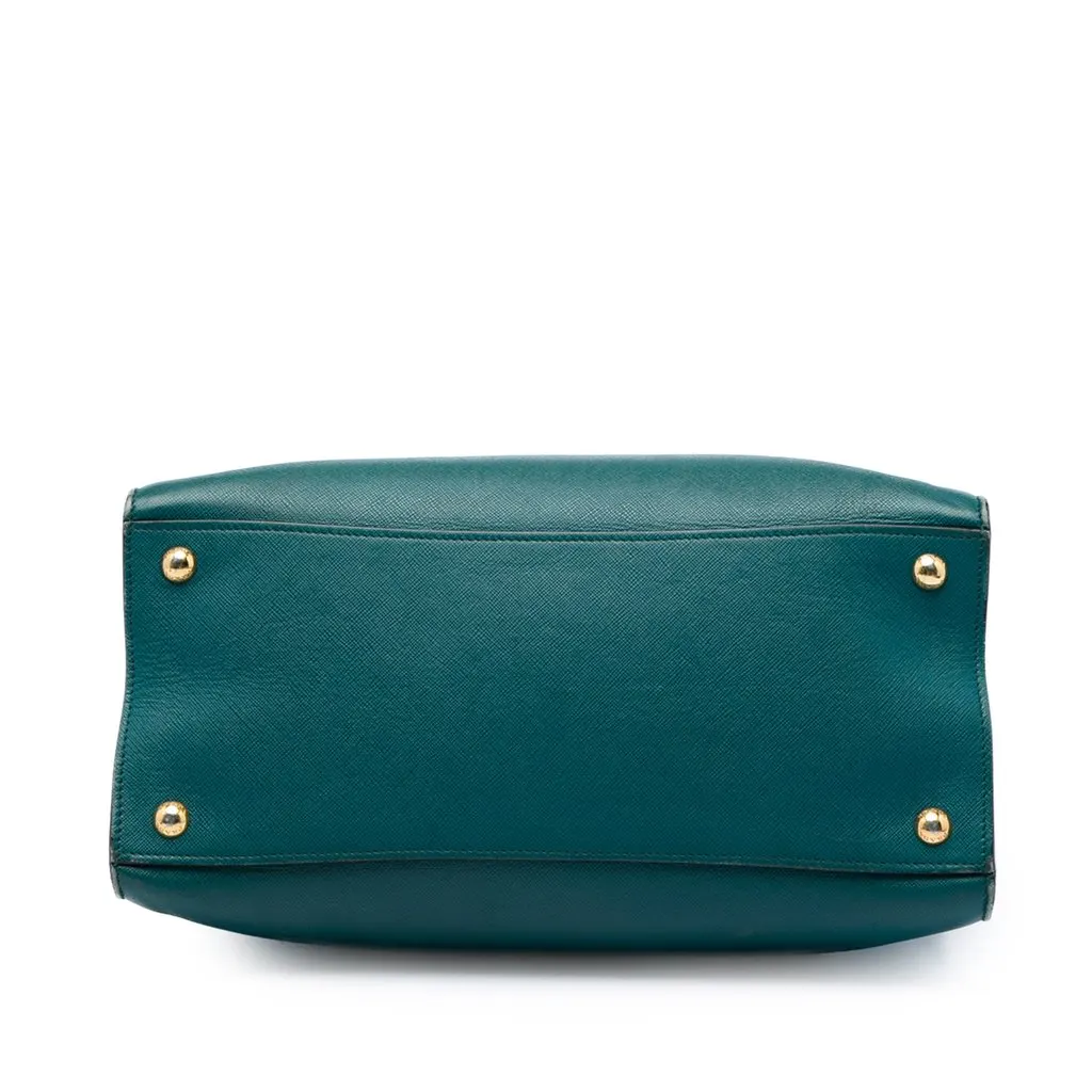 Prada Saffiano Soft Triple Pocket Tote Blue Leather Good - Inside View