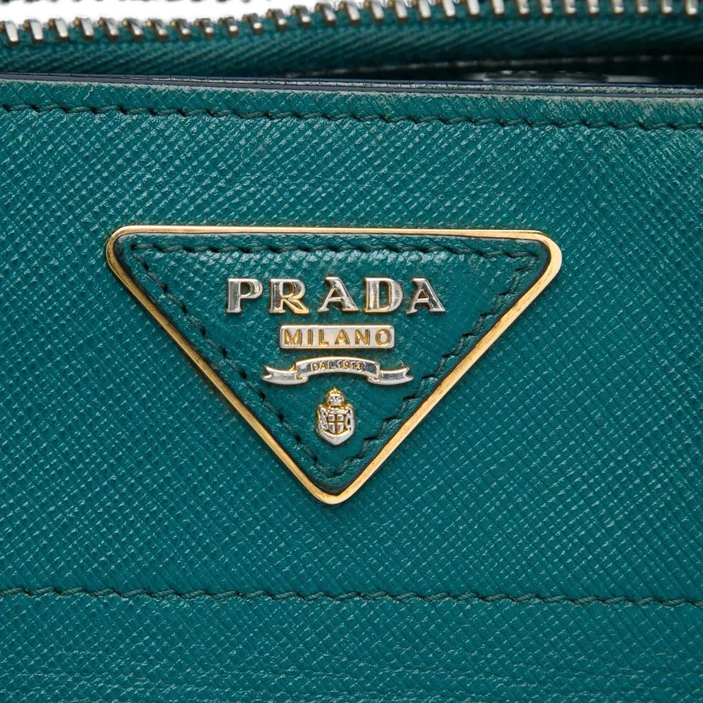 Prada Saffiano Soft Triple Pocket Tote Blue Leather Good - Box View