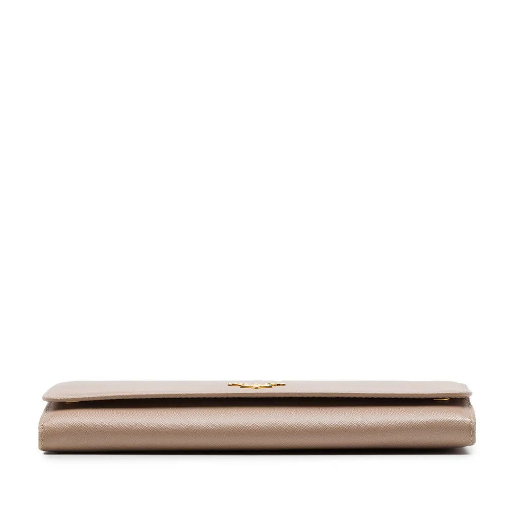 Prada Saffiano Wallet on Chain Brown Leather Very good - Inside View
