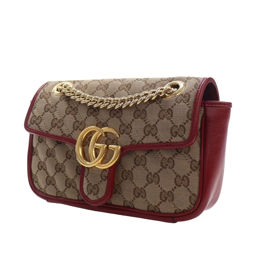 Gucci Small GG Marmont Matelasse Diagonal GG Canvas and Leather Shoulder Bag Beige Very good - Inside View