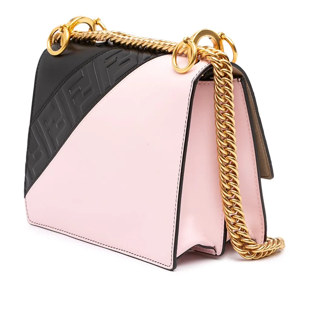 Fendi Fila Mania Small Multicolor Zucca Embossed Leather Kan I Crossbody Black Leather Very good - Back View