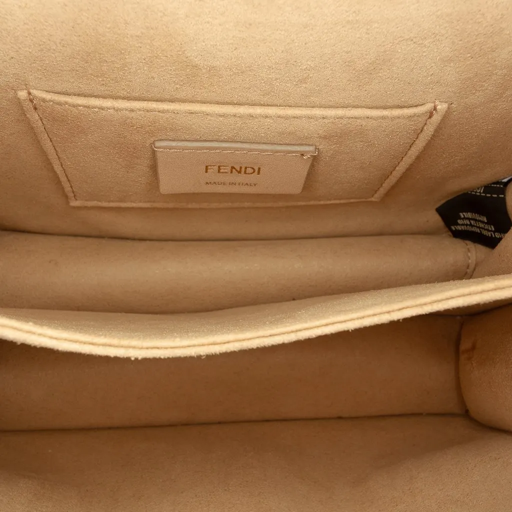 Fendi Fila Mania Small Multicolor Zucca Embossed Leather Kan I Crossbody Black Leather Very good - Model View