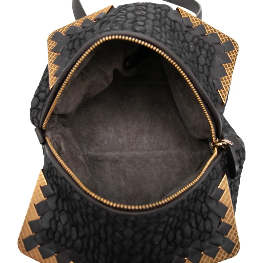 Bottega Veneta Nappa Intrecciato Square Handbag Black Leather Good - Model View
