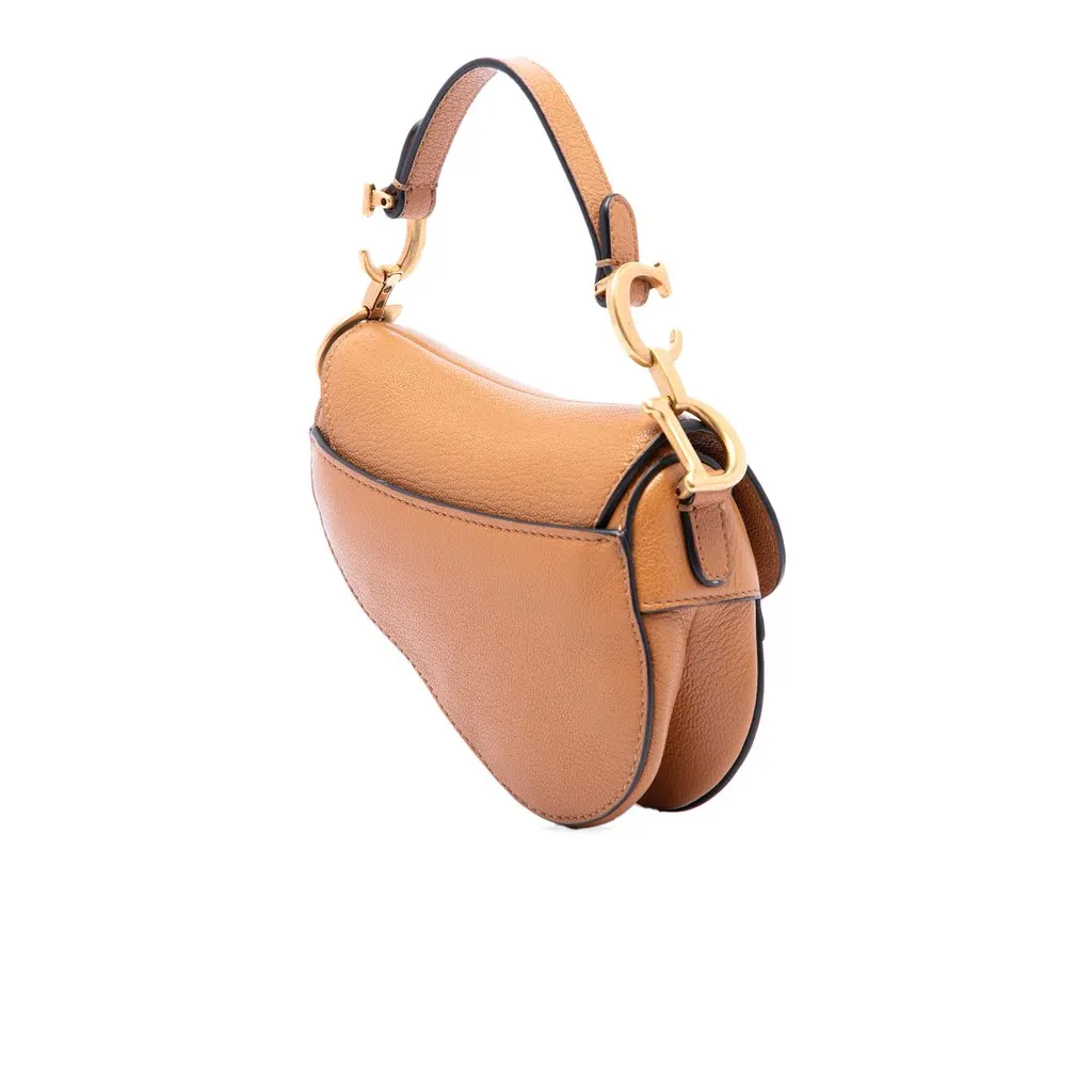 Dior Micro Goatskin Saddle Bag Brown Leather Very good - Back View