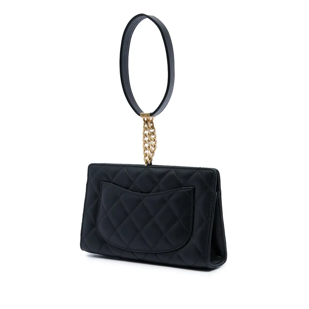 Chanel Mini Lambskin Leather Evening By The Sea Clutch Black Leather Very good - Back View