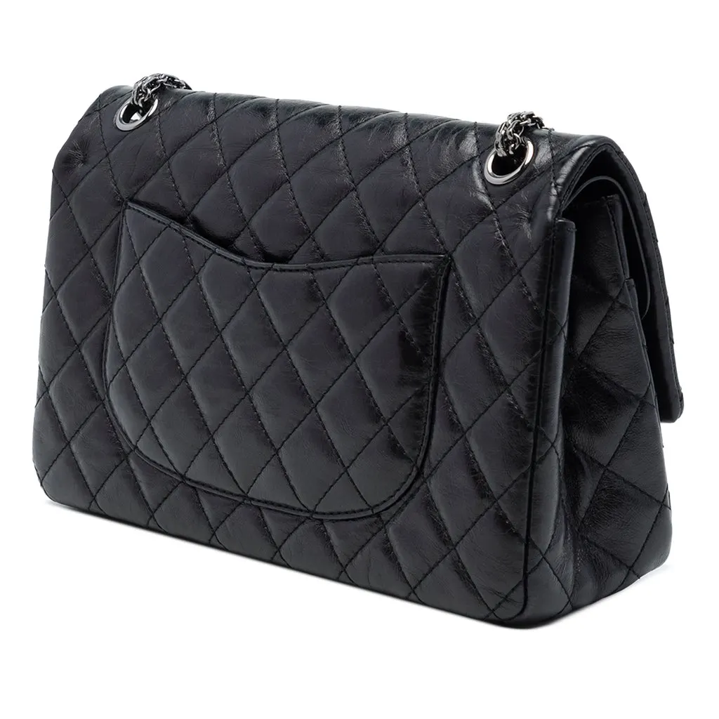 Chanel Quilted Aged Calfskin Reissue 2.55 Double Flap 226 Black Leather Very good - Back View