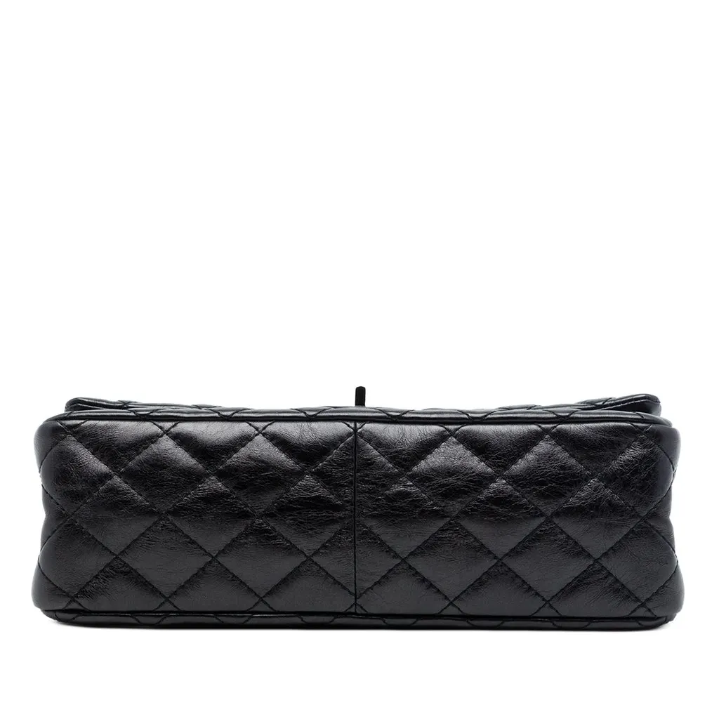 Chanel Quilted Aged Calfskin Reissue 2.55 Double Flap 226 Black Leather Very good - Inside View