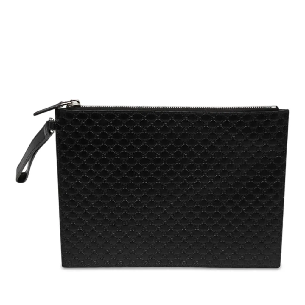 Gucci Microguccissima Clutch Black Leather Very good - Front View