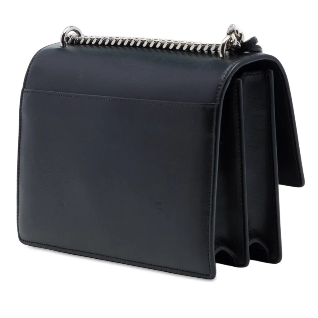 Saint Laurent Medium Calfskin Monogram Sunset Crossbody Black Leather Very good - Back View