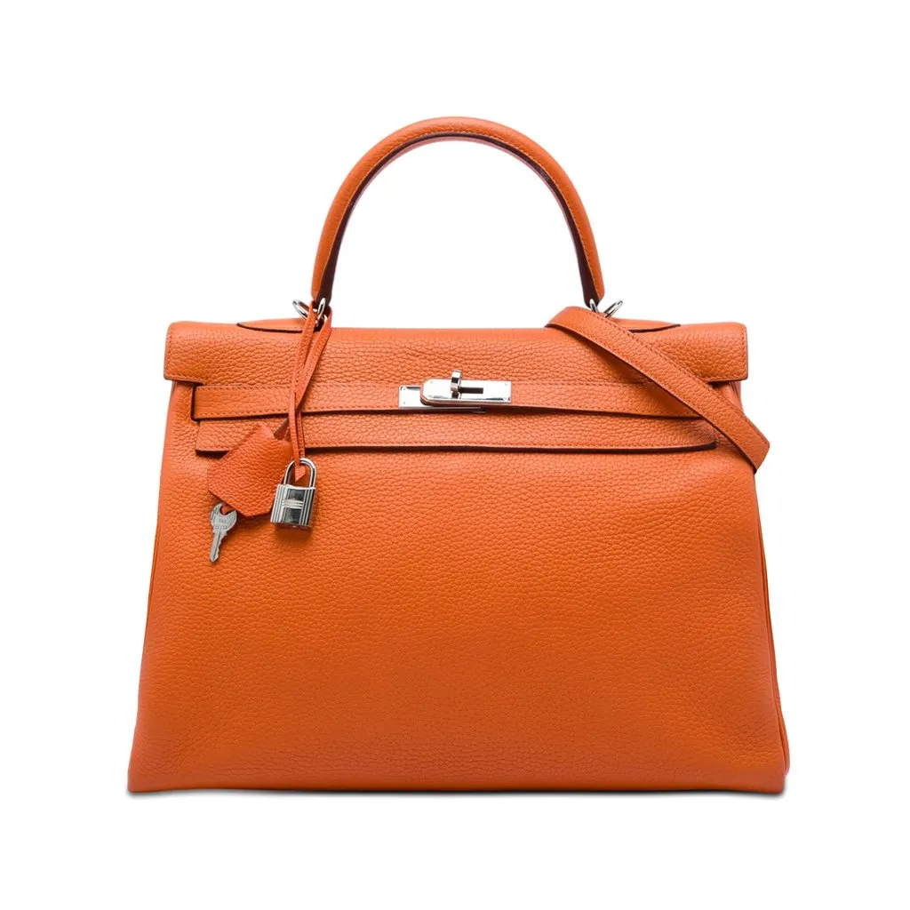 Hermès Togo Kelly II Retourne 35 Orange Leather Very good - Front View
