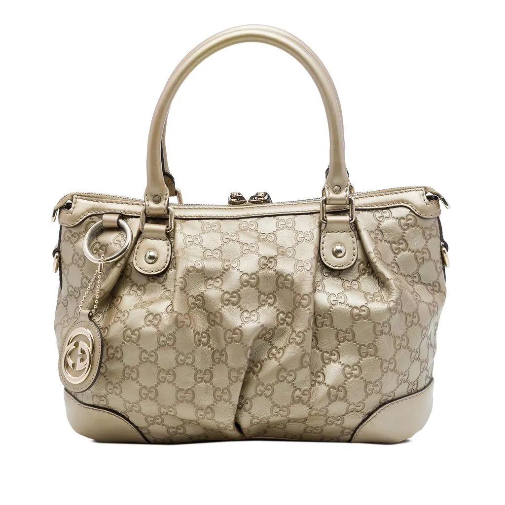 Gucci Guccissima Sukey Satchel Gold Leather Very good - Front View