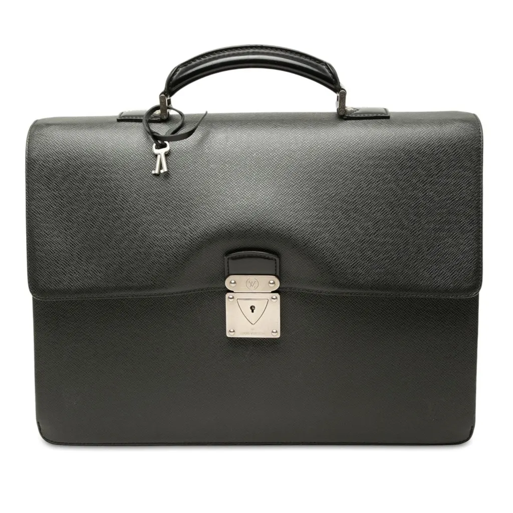 Louis Vuitton Taiga Robusto 1 Black Leather Good - Front View