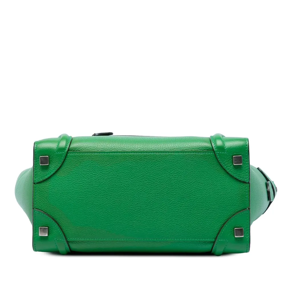 Celine Micro Drummed Calfskin Luggage Tote Green Leather Very good - Inside View