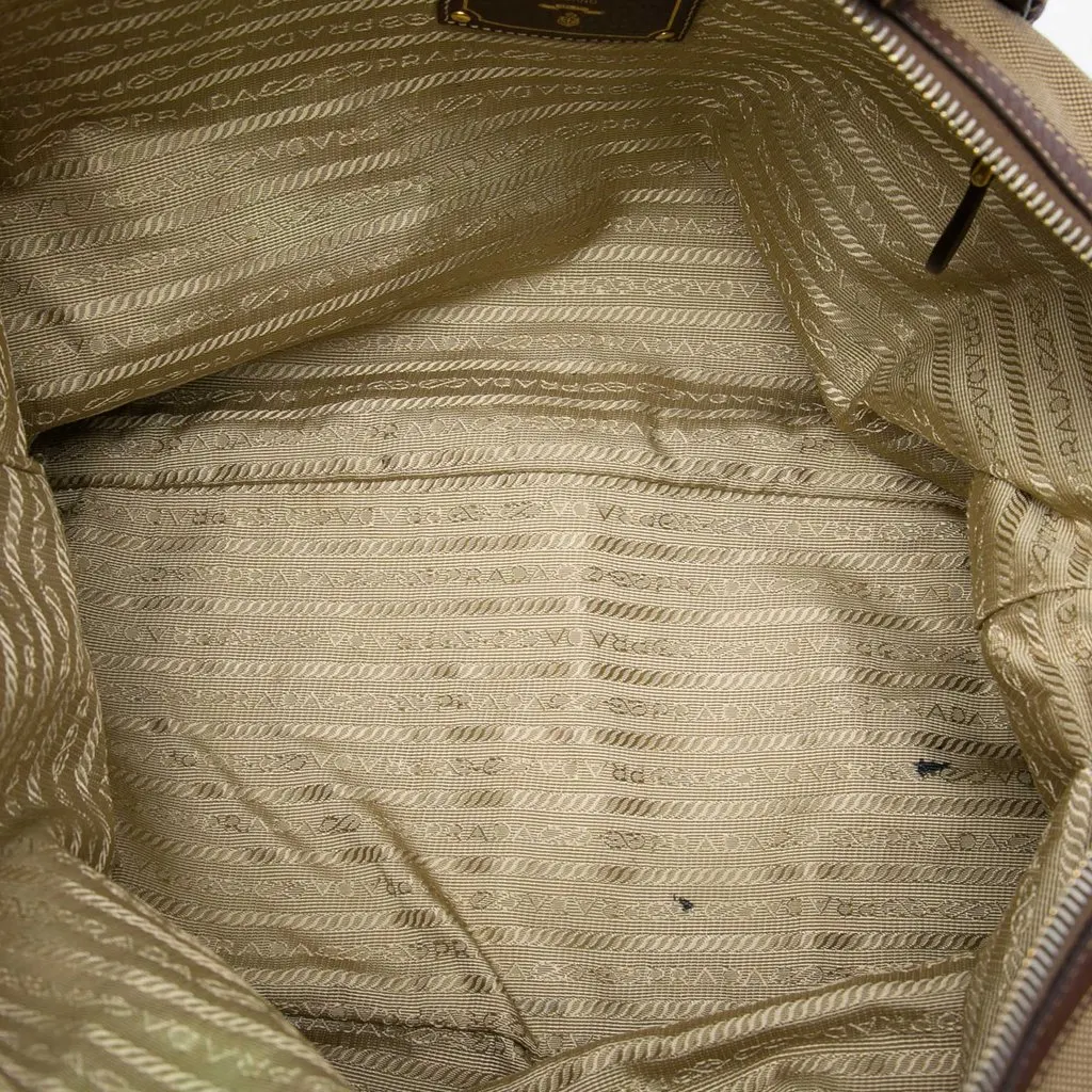 Prada Canvas Canapa Logo Satchel Beige Canvas Very good - Model View