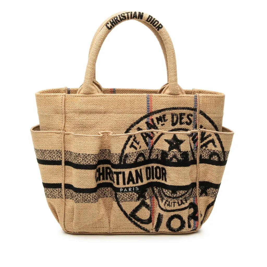 Dior Small Jute Catherine Tote Beige Jute Good - Front View
