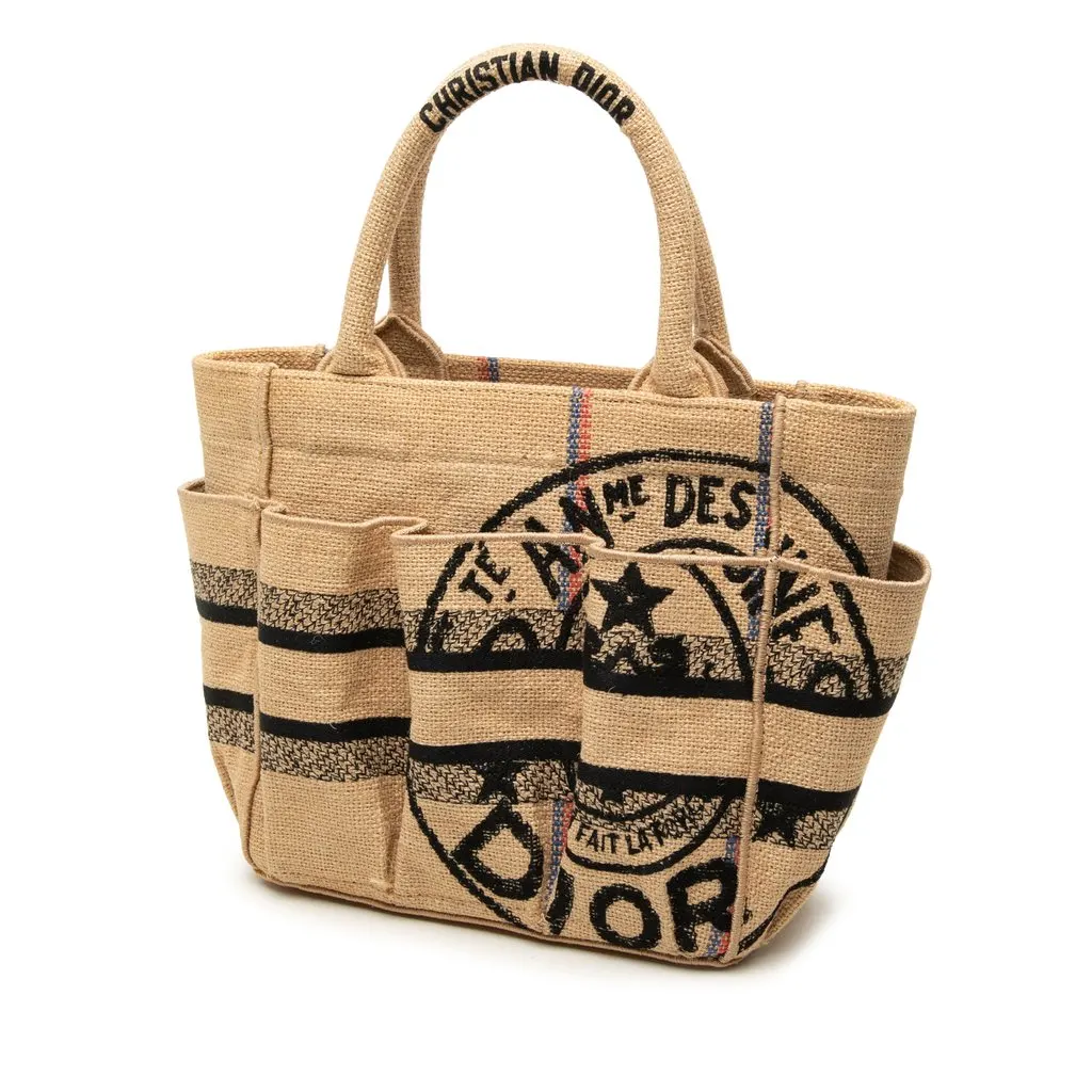 Dior Small Jute Catherine Tote Beige Jute Good - Back View
