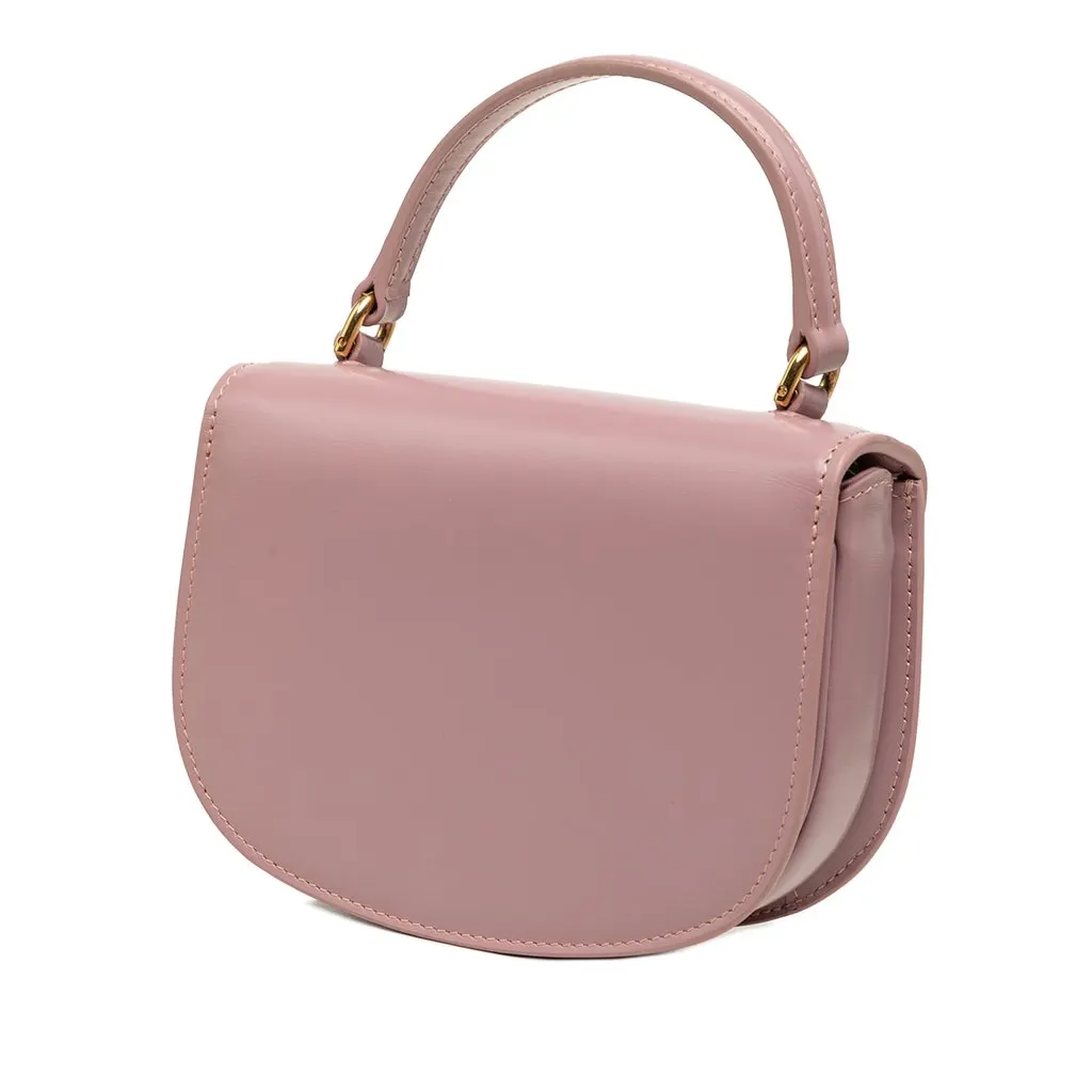 Celine Mini Shiny Calfskin Besace Clea Satchel Pink Leather Very good - Back View
