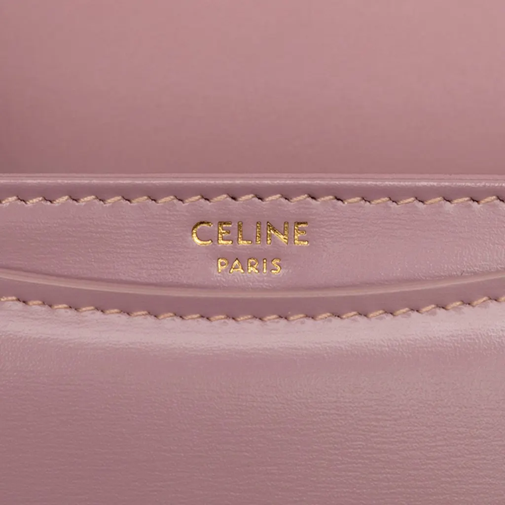 Celine Mini Shiny Calfskin Besace Clea Satchel Pink Leather Very good - Box View