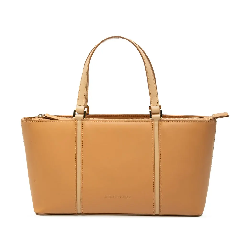 Burberry Leather Tote Brown Leather Good - Front View