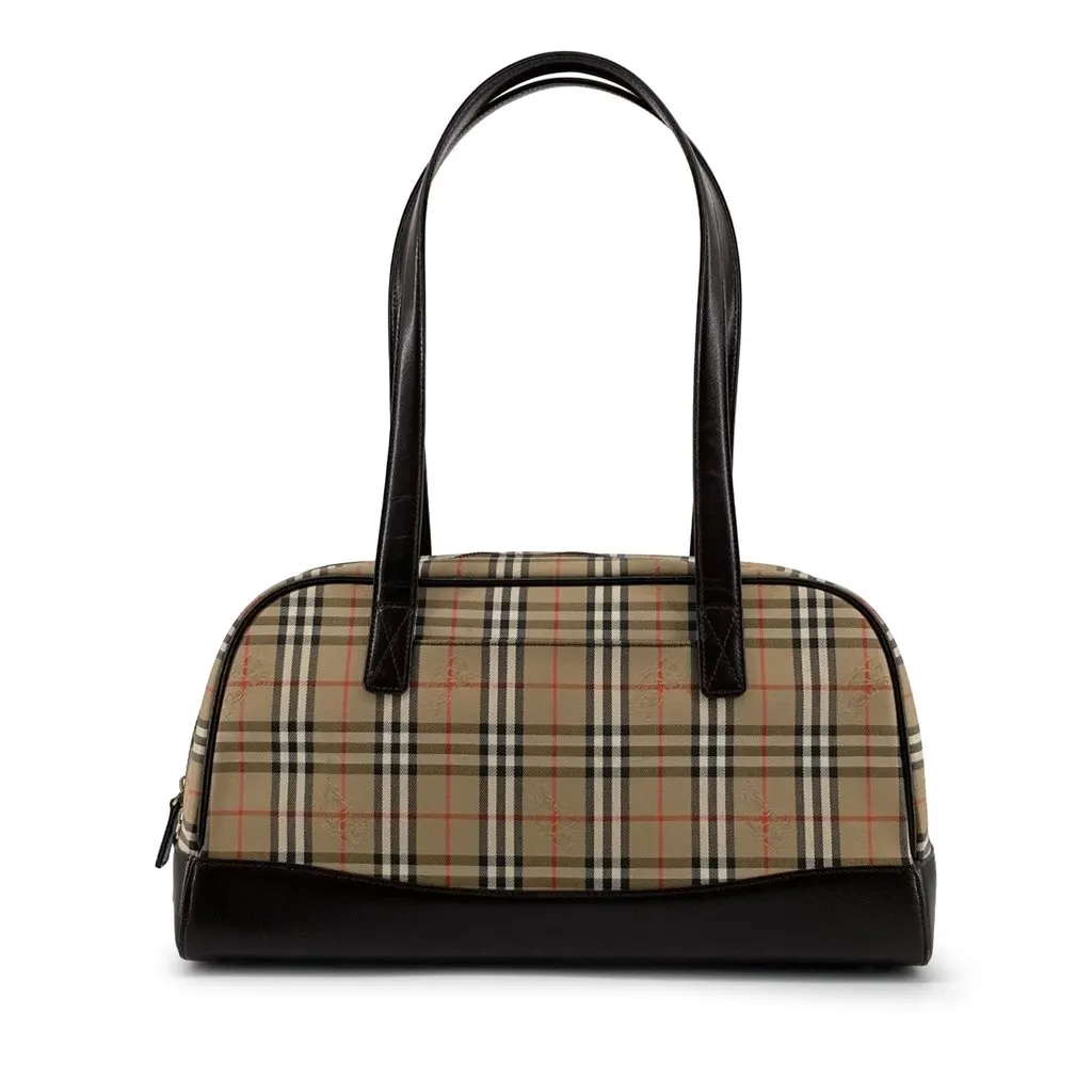 Burberry Haymarket Check Canvas Shoulder Bag Beige Canvas Very good - Front View