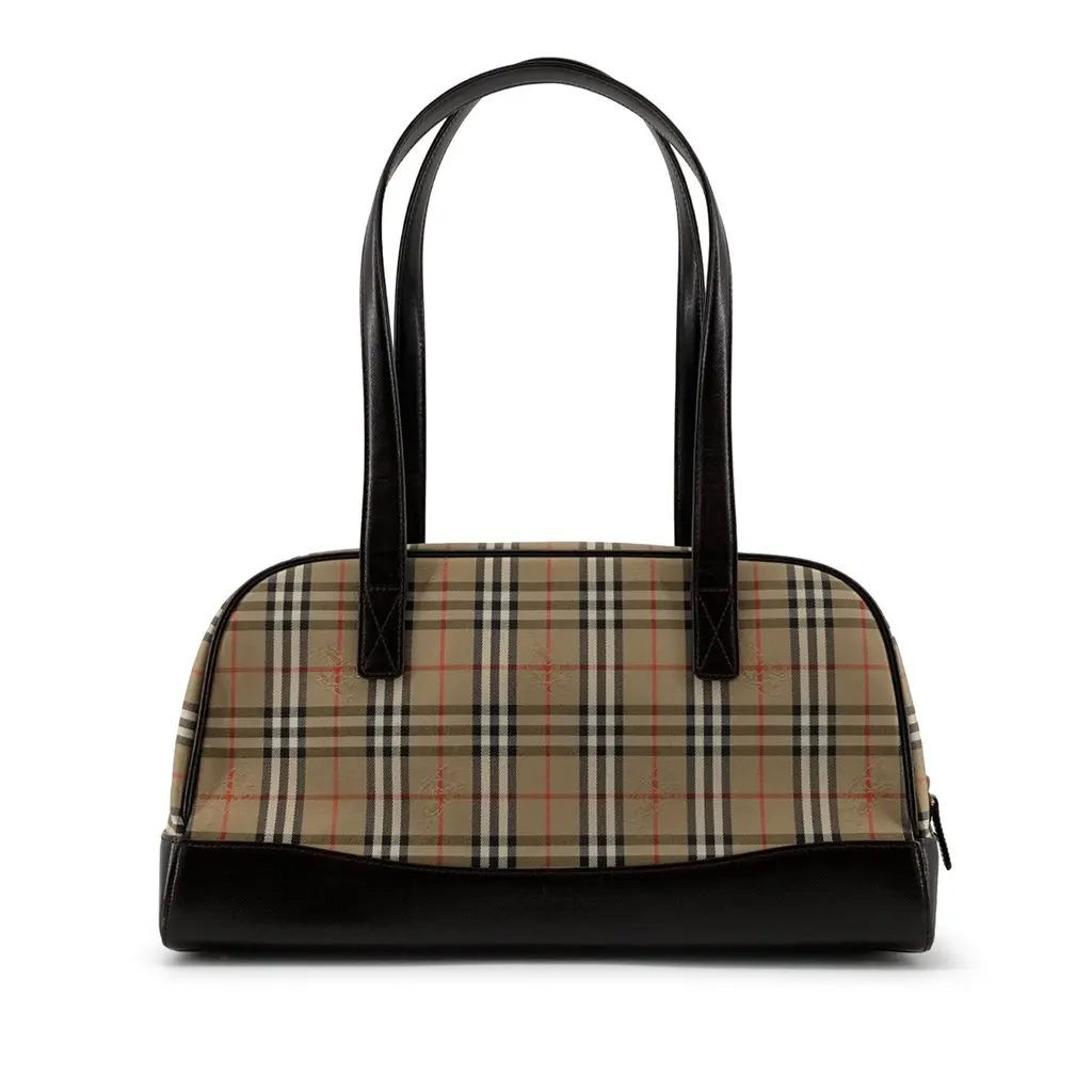 Burberry Haymarket Check Canvas Shoulder Bag Beige Canvas Very good - Back View