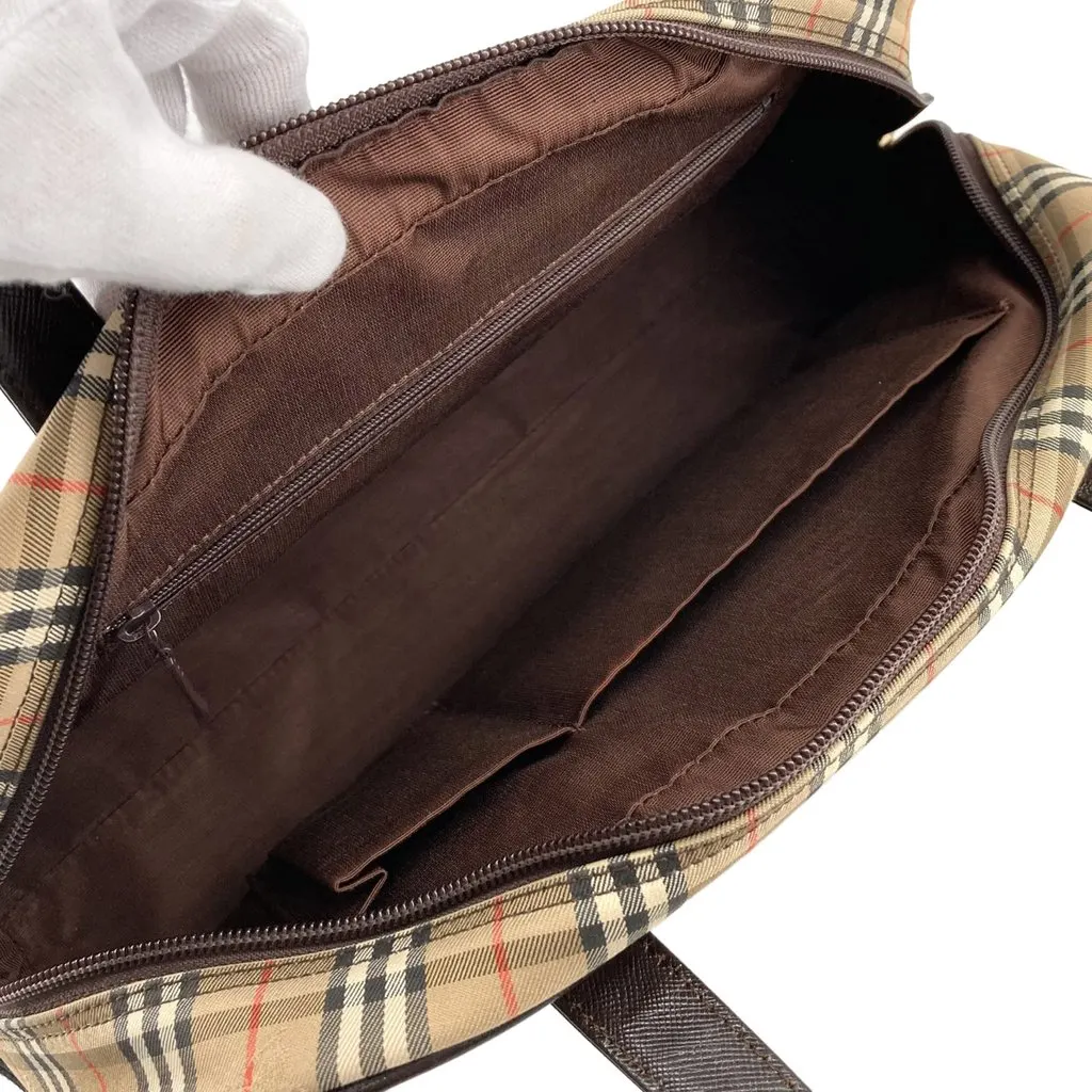 Burberry Haymarket Check Canvas Shoulder Bag Beige Canvas Very good - Model View