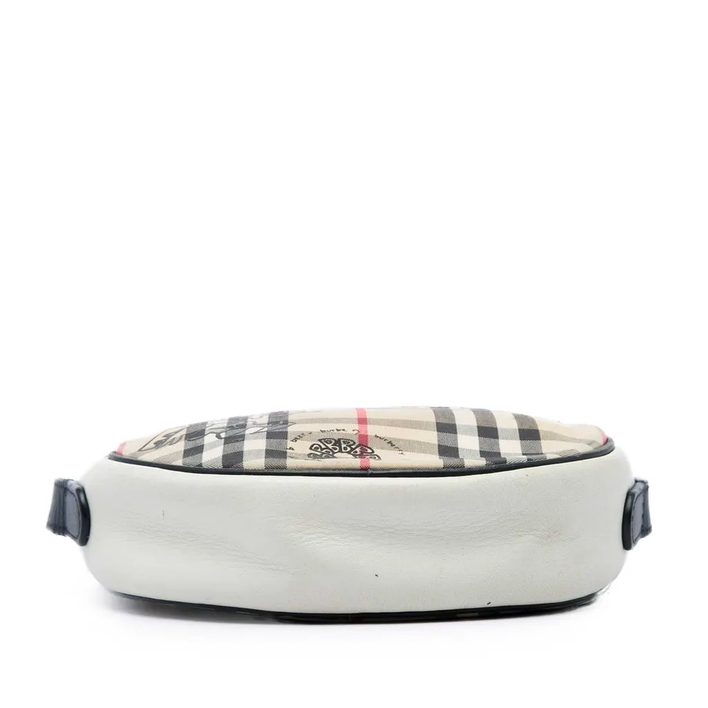 Burberry House Check Canvas and Calfskin Cartoon Print Round Crossbody Beige Canvas Very good - Inside View