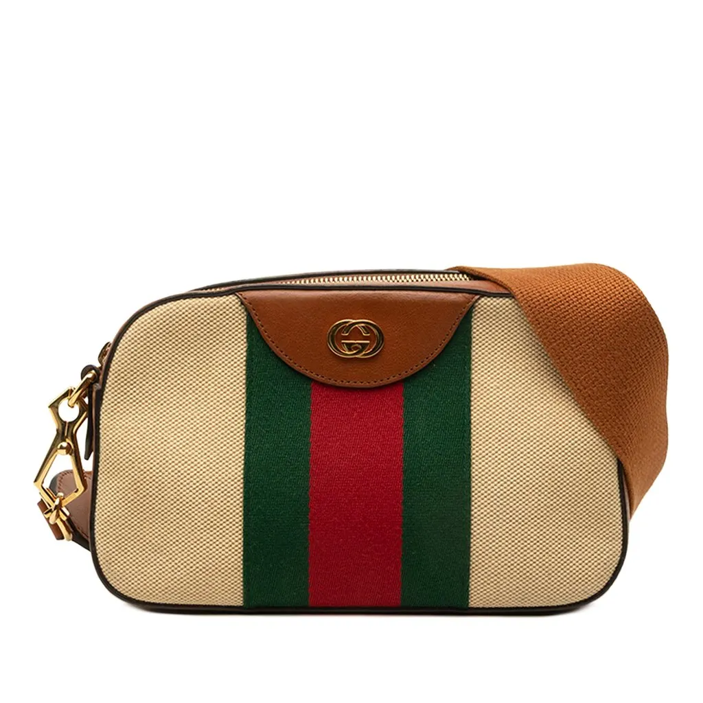 Gucci Canvas Web Camera Bag Beige Canvas Very good - Front View