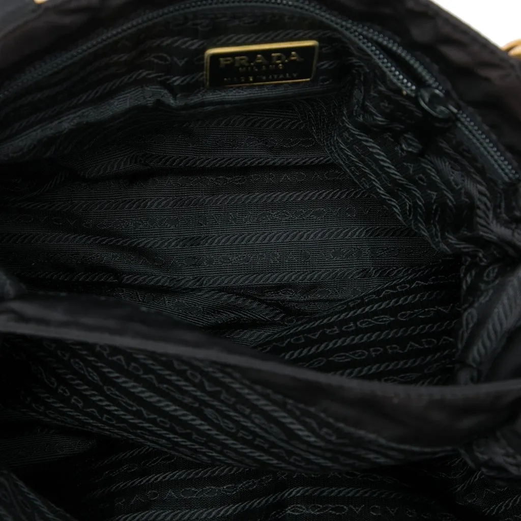 Prada Tessuto Metal Handle Bag Black Polyamide Very good - Model View