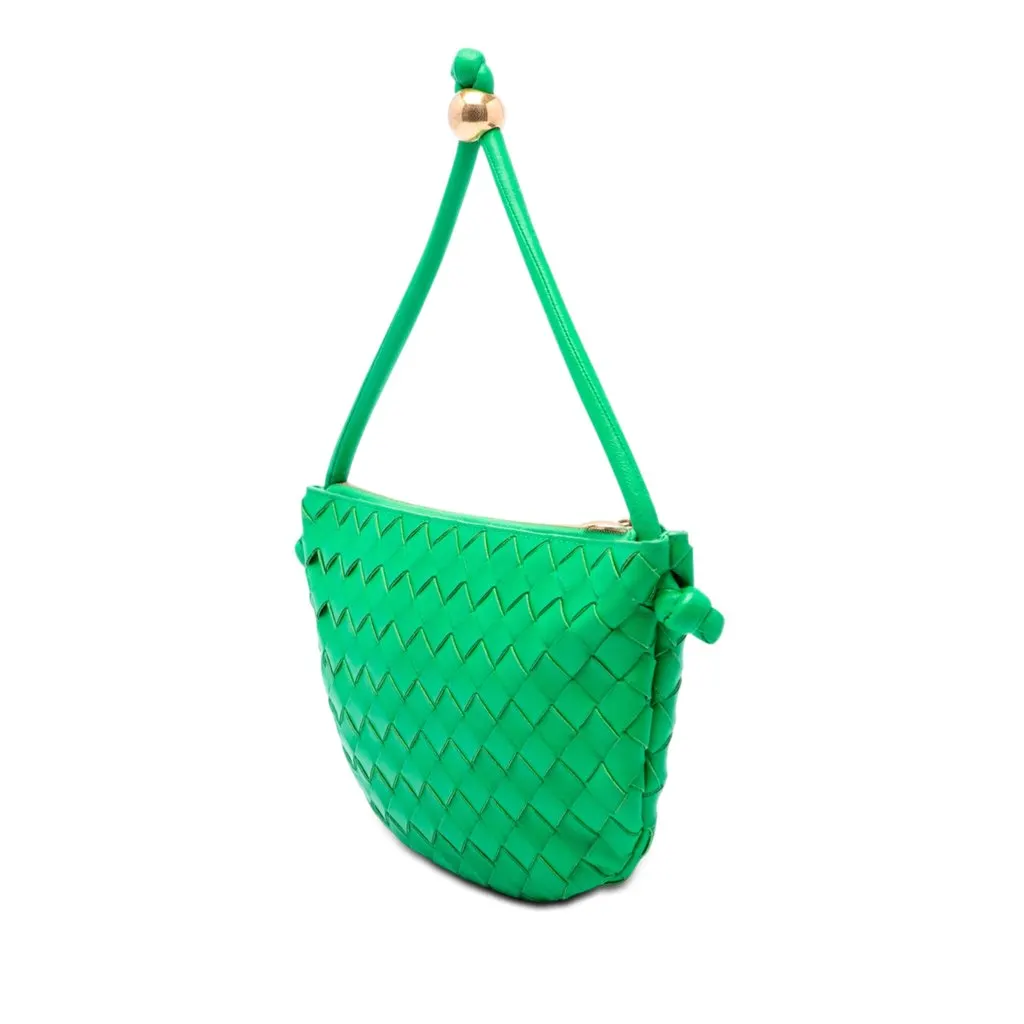 Bottega Veneta Small Lambskin Intrecciato Turn Pouch Green Leather Very good - Back View