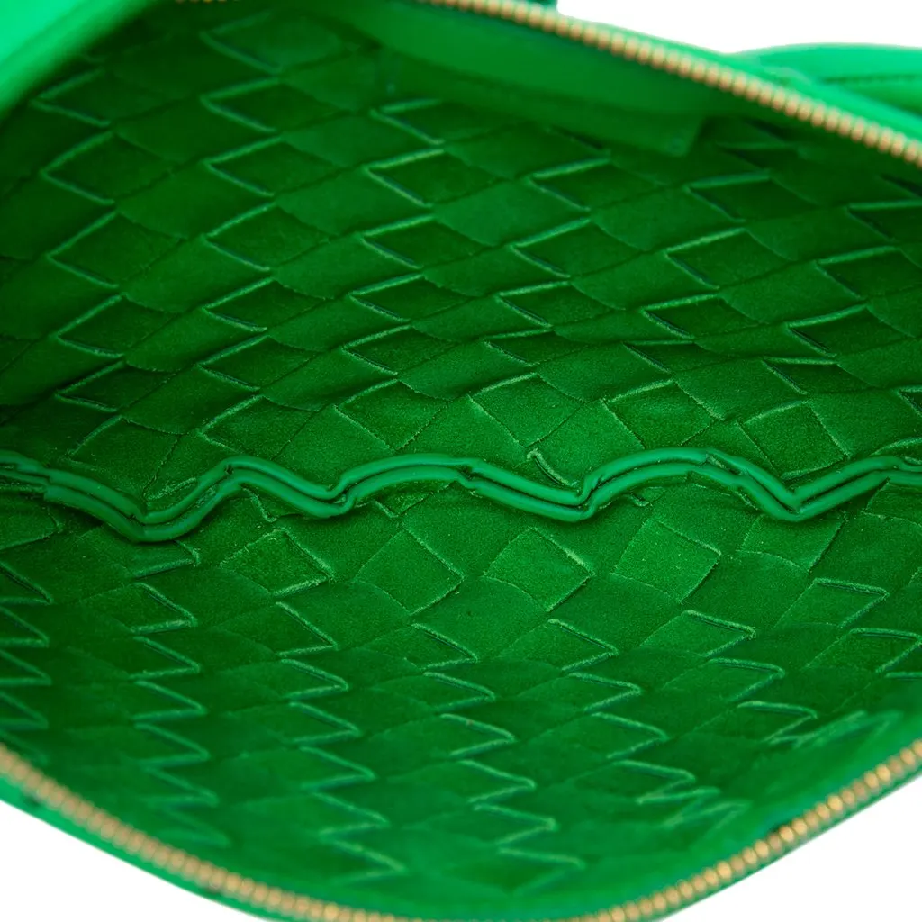 Bottega Veneta Small Lambskin Intrecciato Turn Pouch Green Leather Very good - Model View