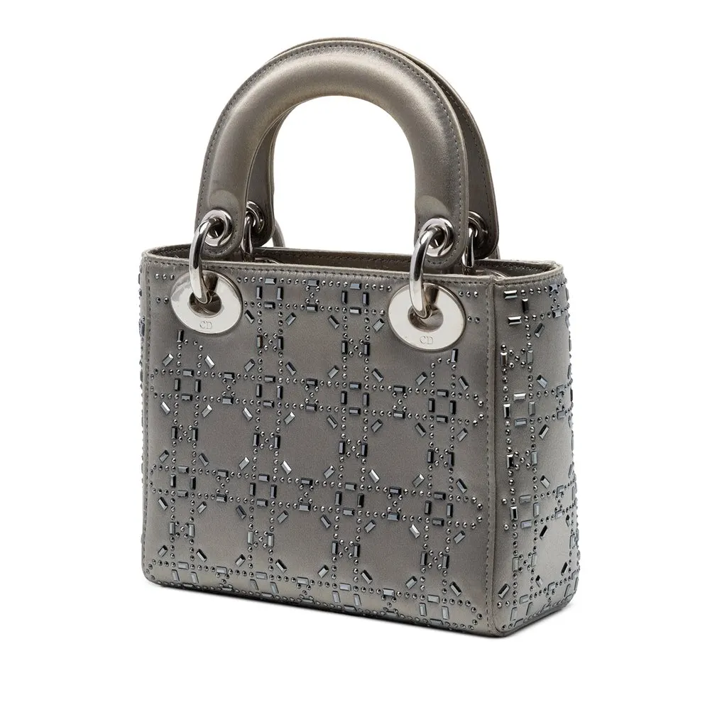 Dior Mini Satin Cannage Crystal Embellished Lady Dior MultiColor Very good - Back View