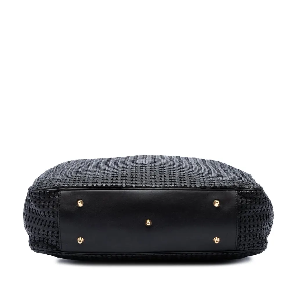 Dior Large Woven Lambskin Lady Dior Soft Shopping Tote Black Leather Very good - Inside View