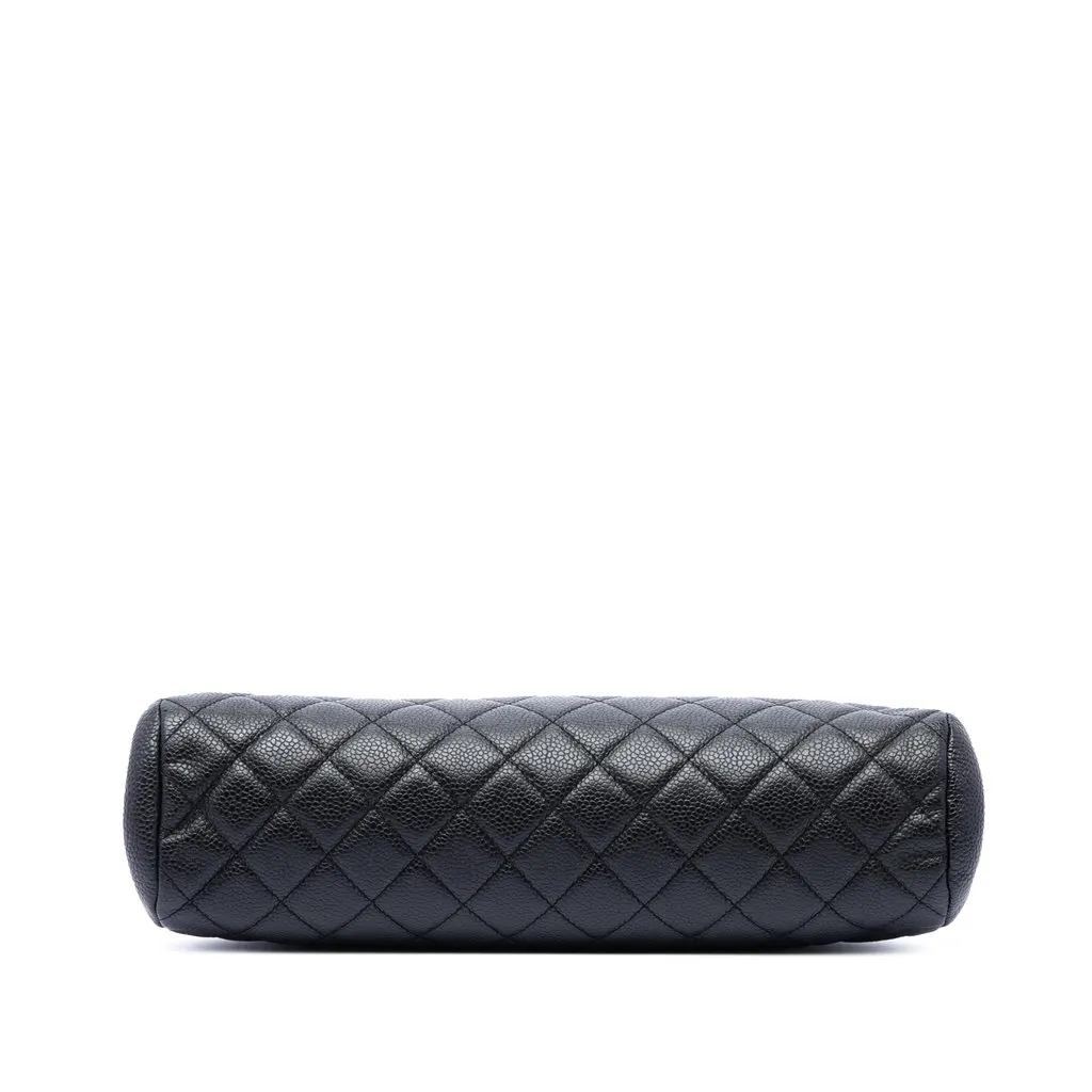 Chanel Quilted Caviar Timeless Kisslock Clutch Black Leather Very good - Inside View