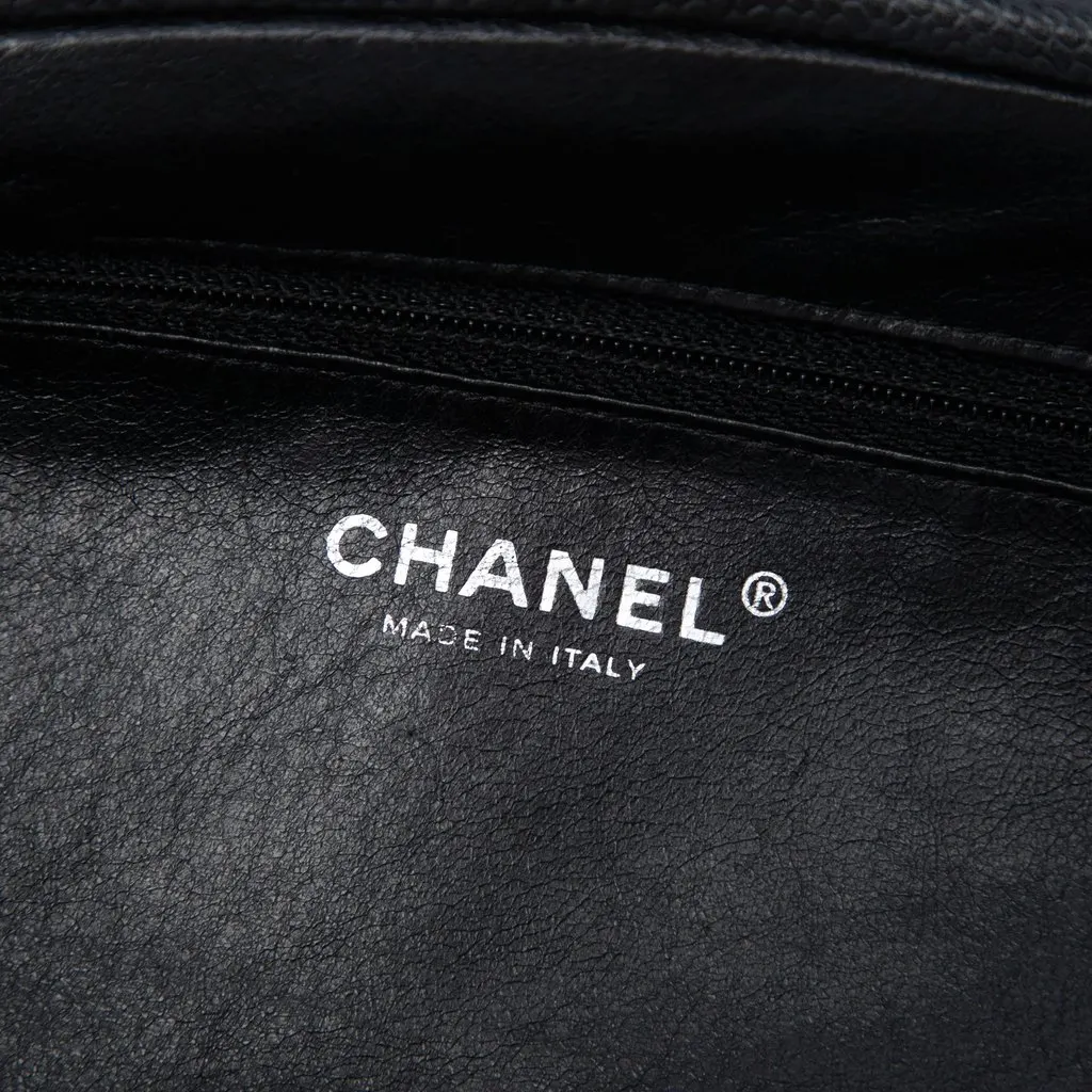 Chanel Quilted Caviar Timeless Kisslock Clutch Black Leather Very good - Box View