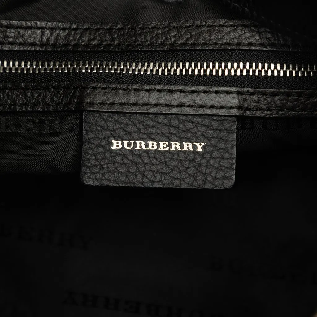 Burberry Nova Check Canvas Trimmed Nylon Shoulder Bag Black Polyamide Good - Box View
