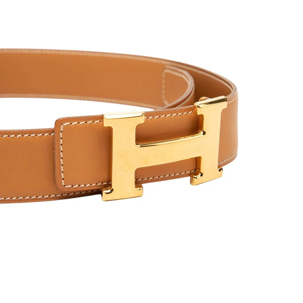 Hermès Box Calf Constance H Reversible Belt Brown Leather Very good - Model View