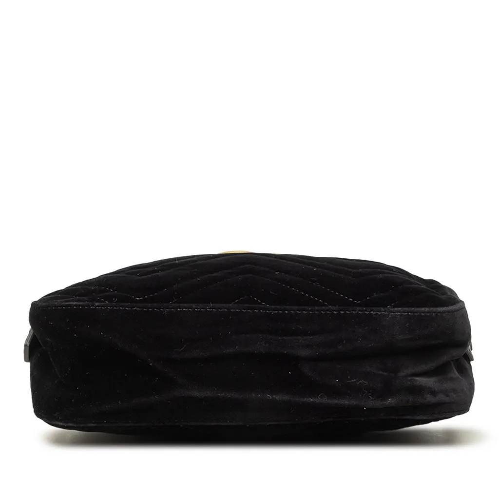 Gucci Small GG Marmont Matelasse Velvet Crossbody Black Very good - Inside View