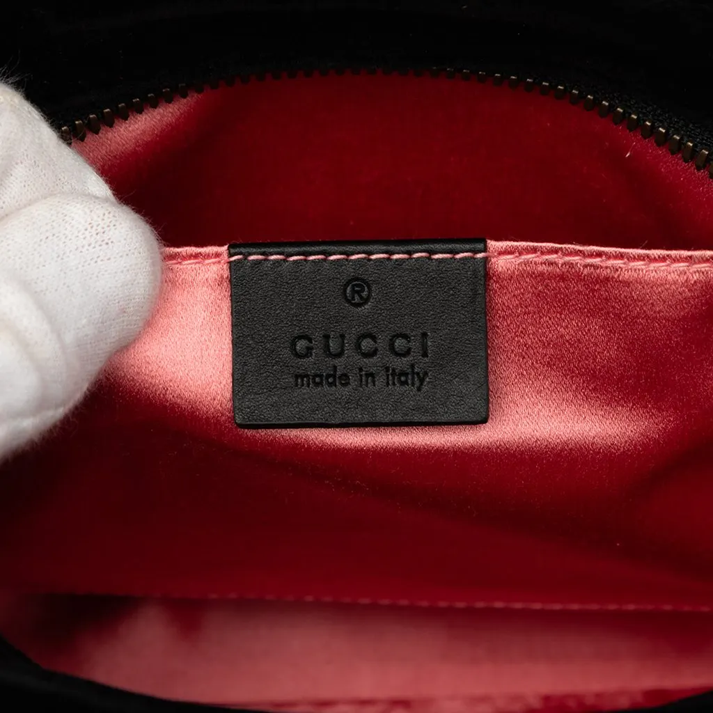 Gucci Small GG Marmont Matelasse Velvet Crossbody Black Very good - Box View